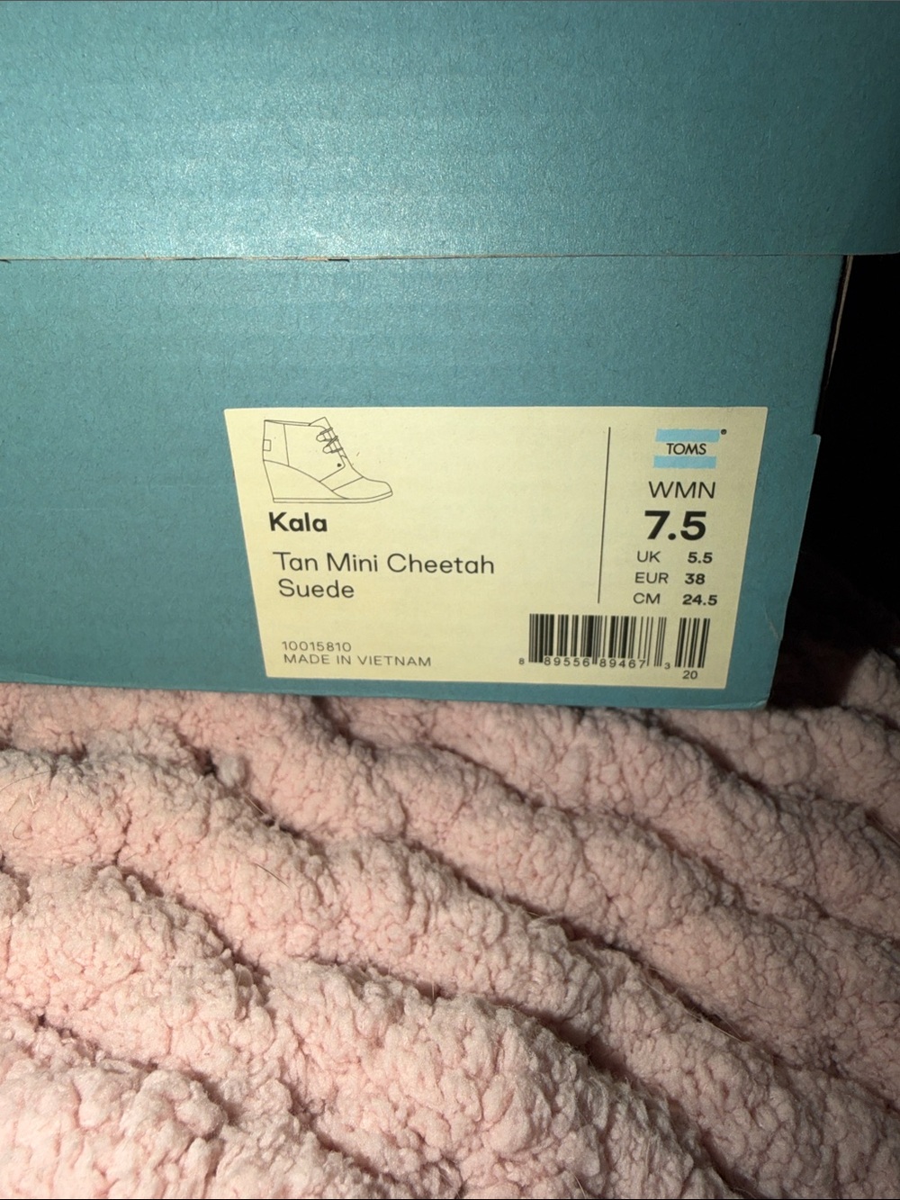 NWT TOMS Tan Cheetah Suede Wedge Ortholite Ankle Booties 7.5 InBox - Picture 3 of 8